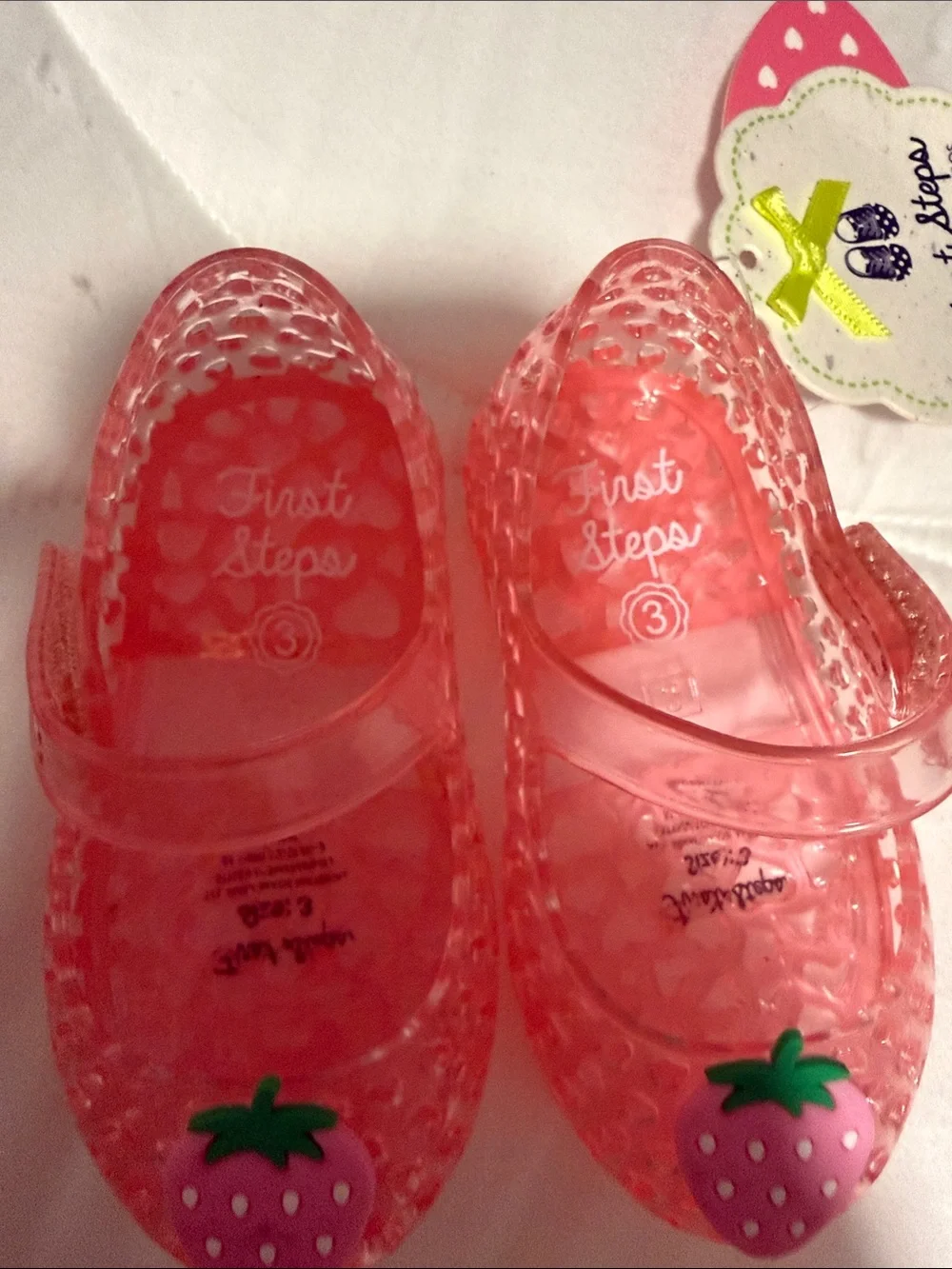 Kids Pink Jelly Strawberry Mary Jane Sandals